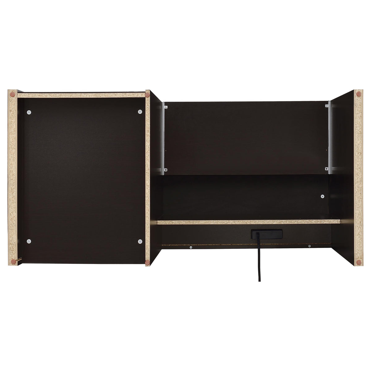 Halston 47" Computer Desk with Glass Inset & Built-In Power - Drawers, Keyboard Tray & Cabinet in Cappuccino – view 11