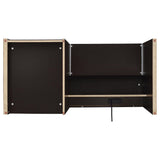 Halston 47" Computer Desk with Glass Inset & Built-In Power - Drawers, Keyboard Tray & Cabinet in Cappuccino – view 11