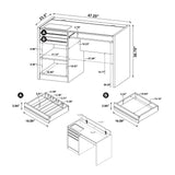 Halston 47" Computer Desk with Glass Inset & Built-In Power - Drawers, Keyboard Tray & Cabinet in Cappuccino – view 13