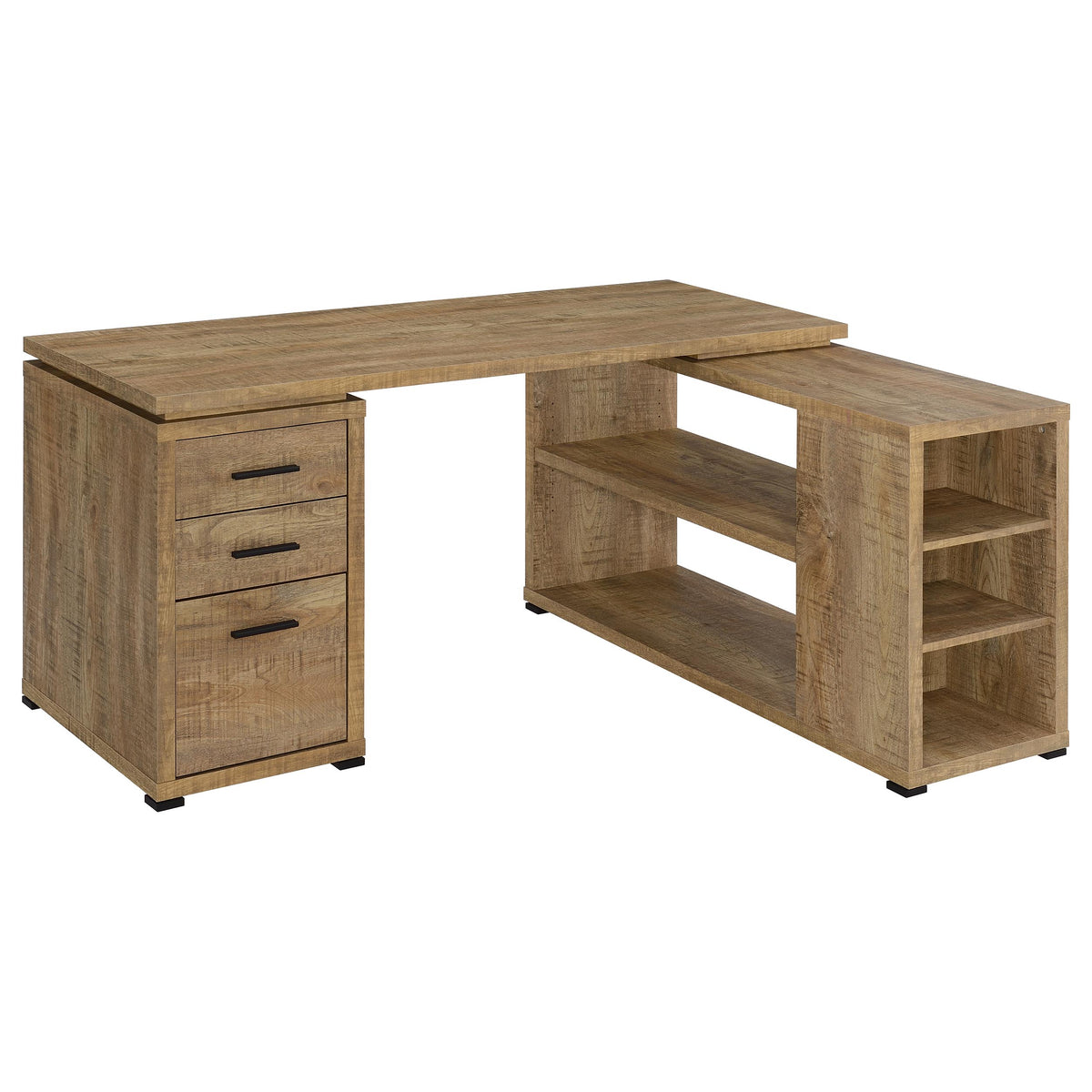 Yvette 60" L-Shape Corner Computer Desk with 3 Drawers & Cubbies