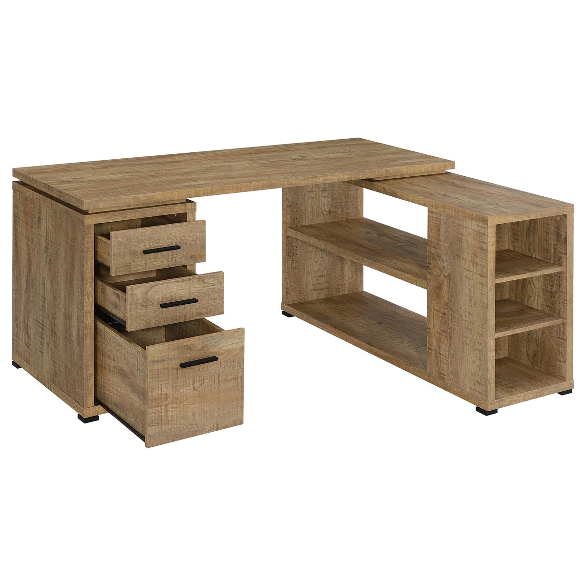 Yvette 60" L-Shape Corner Computer Desk with 3 Drawers & Cubbies - Mango Finish – view 3