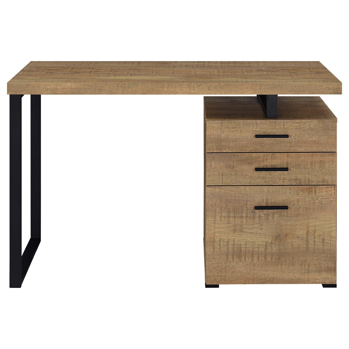 Brennan 47" 3-Drawer Computer Desk - Rustic Mango Finish on Black Metal Frame – view 4