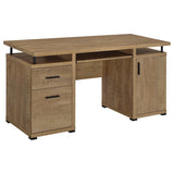 Tracy 55" Computer Desk with Raised Shelf, Cubbies & Cabinet