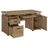 Tracy 55" Computer Desk with Raised Shelf, Cubbies & Cabinet - Mango Finish with Black Metal Posts – view 3