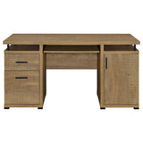 Tracy 55" Computer Desk with Raised Shelf, Cubbies & Cabinet - Mango Finish with Black Metal Posts – view 4
