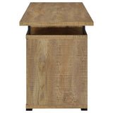 Tracy 55" Computer Desk with Raised Shelf, Cubbies & Cabinet - Mango Finish with Black Metal Posts – view 5