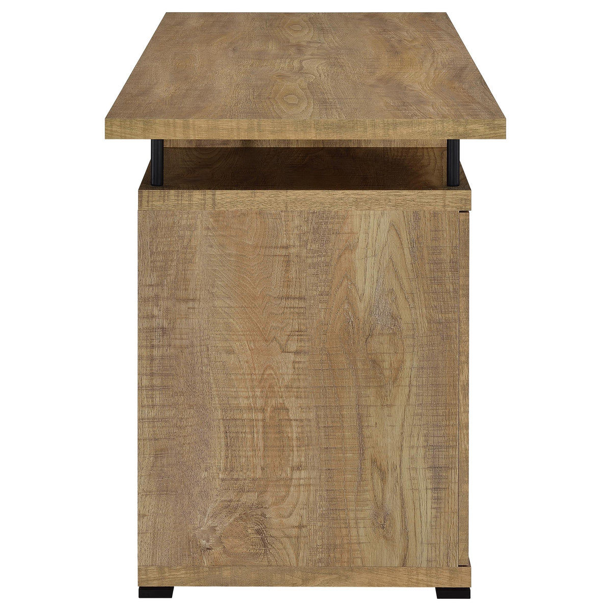 Tracy 55" Computer Desk with Raised Shelf, Cubbies & Cabinet - Mango Finish with Black Metal Posts – view 8