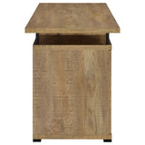 Tracy 55" Computer Desk with Raised Shelf, Cubbies & Cabinet - Mango Finish with Black Metal Posts – view 8