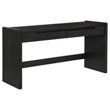 Leandro 60" Writing Desk with 2 Drawers - Rounded Edges & Open Legs in Burnished Black Ash – view 2