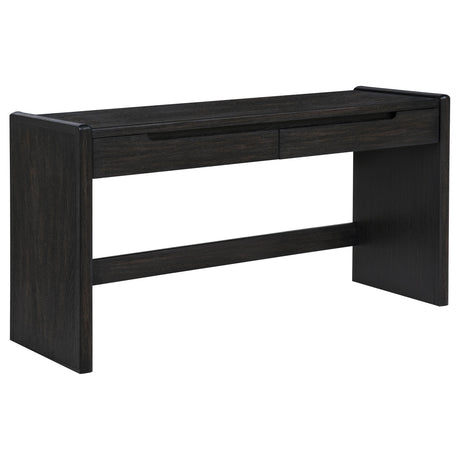 Leandro 60" Writing Desk with 2 Drawers - Rounded Edges & Open Legs in Burnished Black Ash – view 2