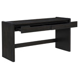Leandro 60" Writing Desk with 2 Drawers - Rounded Edges & Open Legs in Burnished Black Ash – view 3