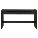 Leandro 60" Writing Desk with 2 Drawers - Rounded Edges & Open Legs in Burnished Black Ash – view 4