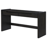 Leandro 60" Writing Desk with 2 Drawers - Rounded Edges & Open Legs in Burnished Black Ash – view 5