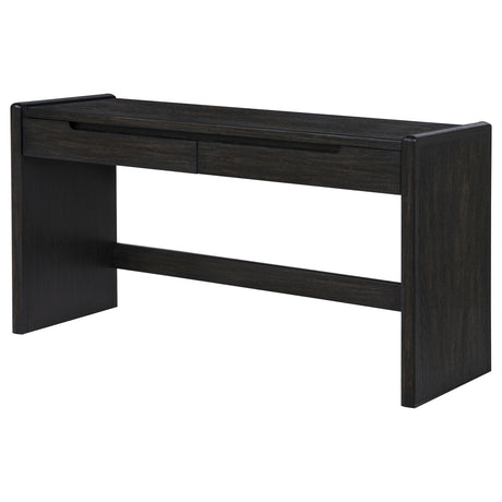 Leandro 60" Writing Desk with 2 Drawers - Rounded Edges & Open Legs in Burnished Black Ash – view 5
