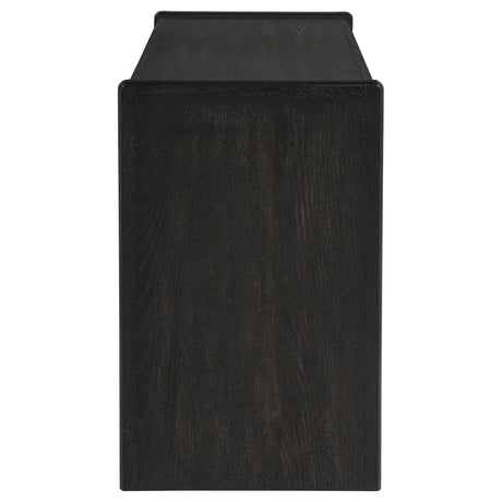 Leandro 60" Writing Desk with 2 Drawers - Rounded Edges & Open Legs in Burnished Black Ash – view 6