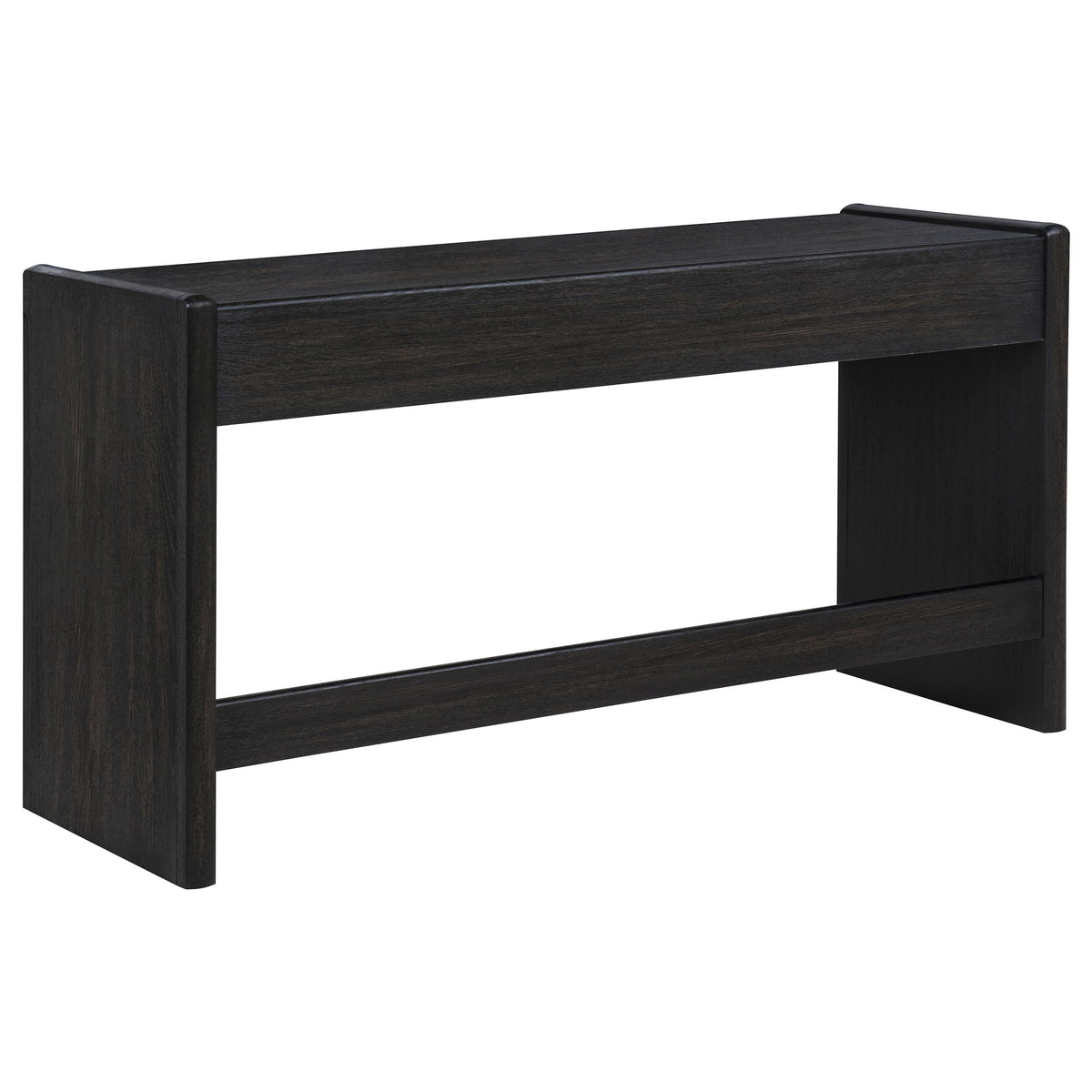 Leandro 60" Writing Desk with 2 Drawers - Rounded Edges & Open Legs in Burnished Black Ash – view 7