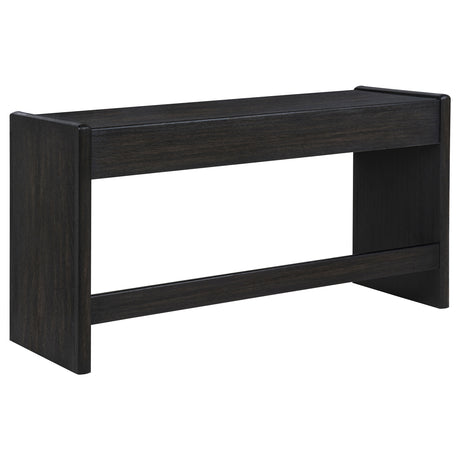 Leandro 60" Writing Desk with 2 Drawers - Rounded Edges & Open Legs in Burnished Black Ash – view 7