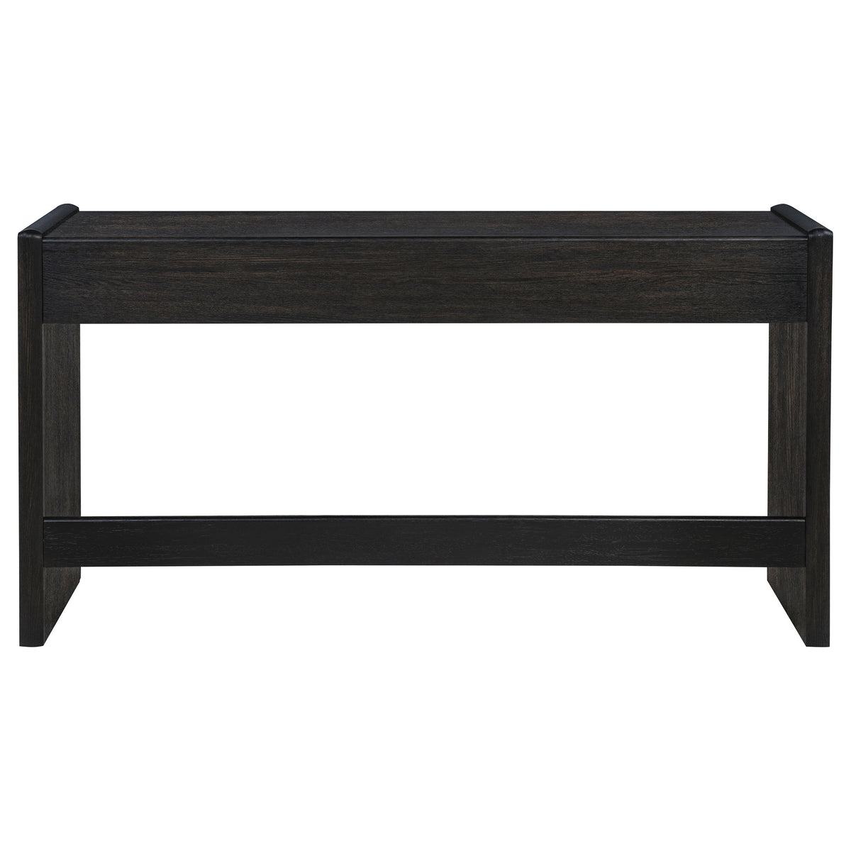 Leandro 60" Writing Desk with 2 Drawers - Rounded Edges & Open Legs in Burnished Black Ash – view 8