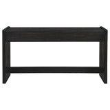 Leandro 60" Writing Desk with 2 Drawers - Rounded Edges & Open Legs in Burnished Black Ash – view 8