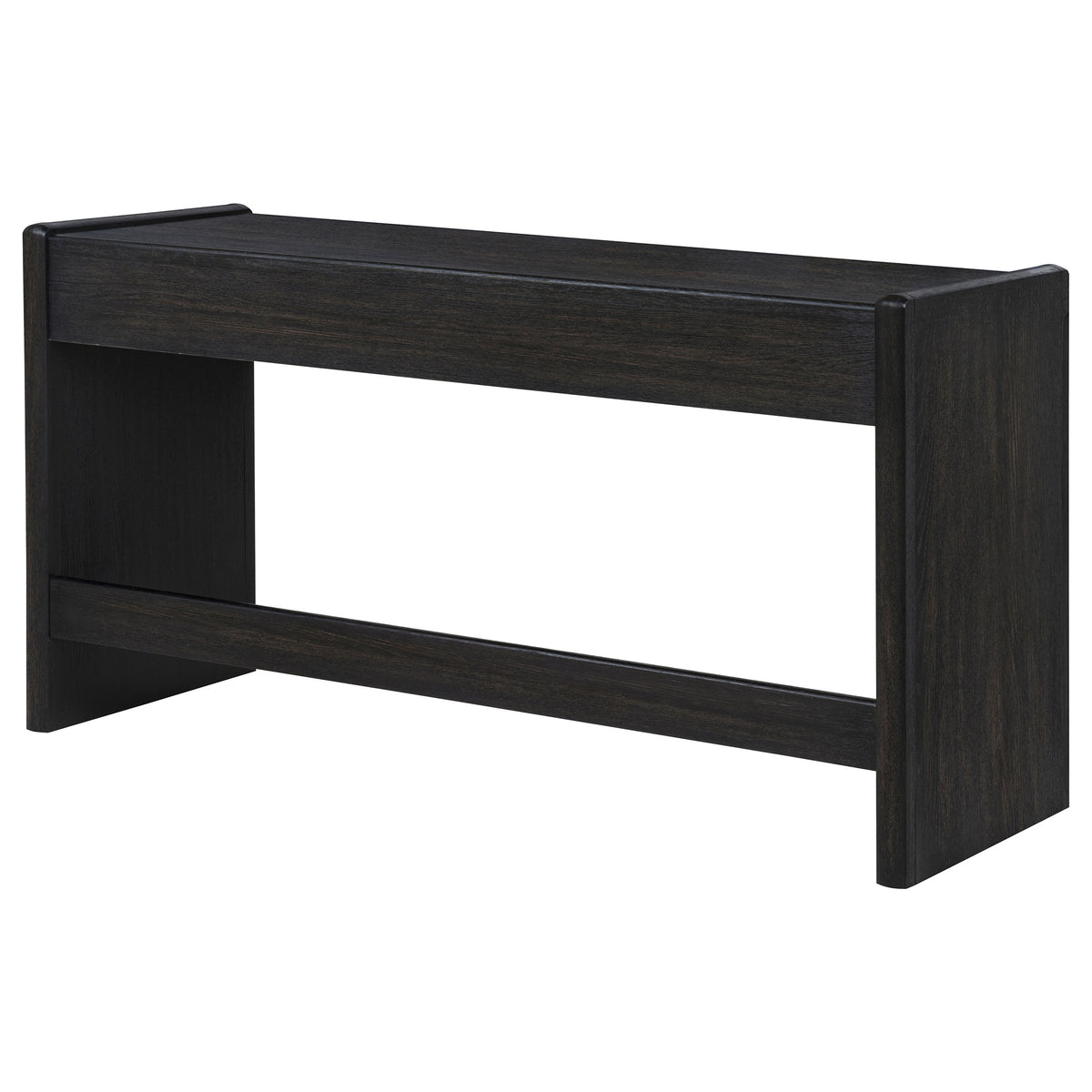 Leandro 60" Writing Desk with 2 Drawers - Rounded Edges & Open Legs in Burnished Black Ash – view 9