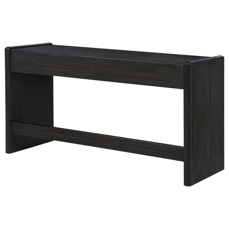 Leandro 60" Writing Desk with 2 Drawers - Rounded Edges & Open Legs in Burnished Black Ash – view 9