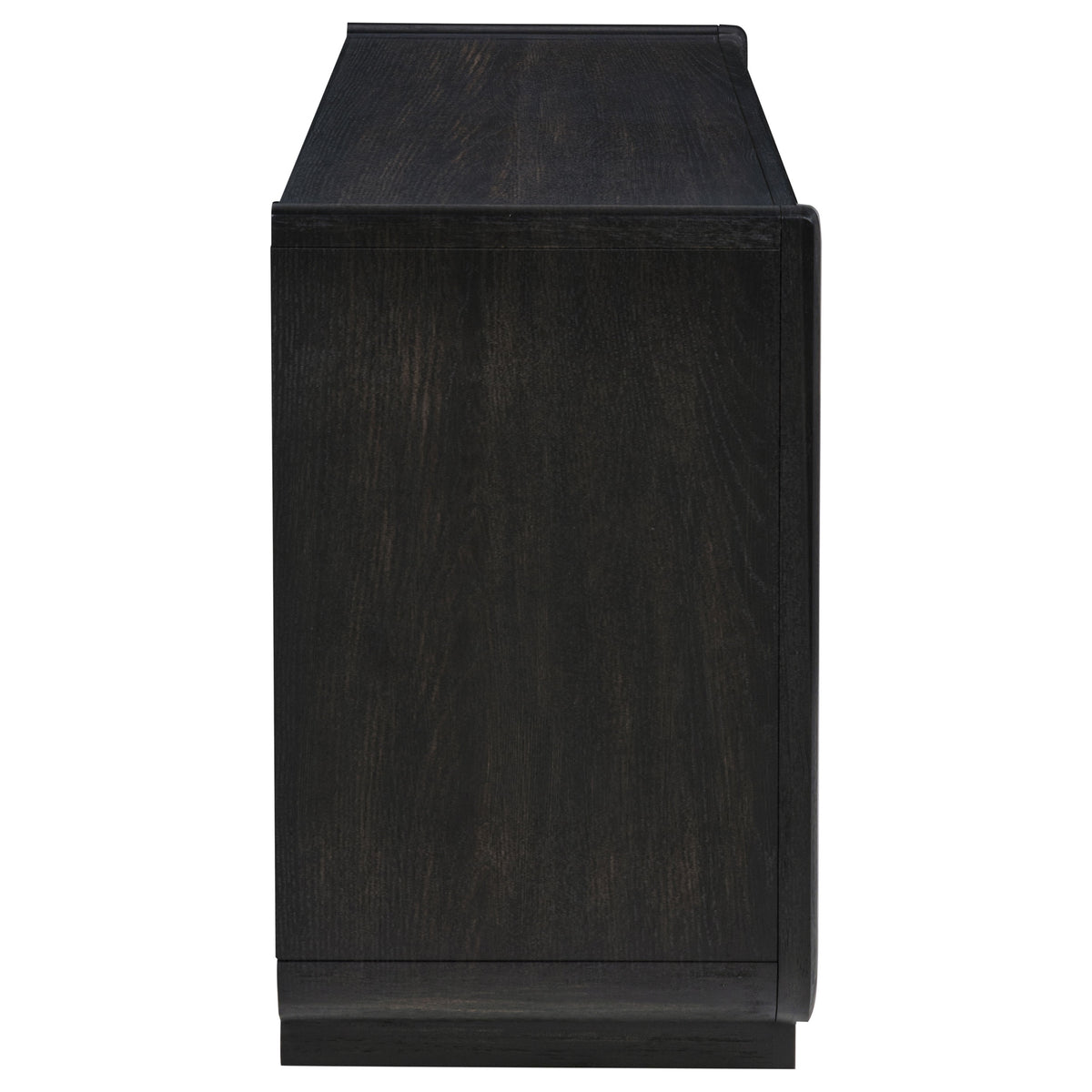 Leandro 60" Writing Desk with 2 Drawers - Rounded Edges & Open Legs in Burnished Black Ash – view 10