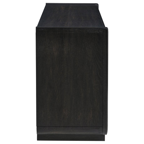 Leandro 60" Writing Desk with 2 Drawers - Rounded Edges & Open Legs in Burnished Black Ash – view 10
