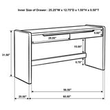 Leandro 60" Writing Desk with 2 Drawers - Rounded Edges & Open Legs in Burnished Black Ash – view 12