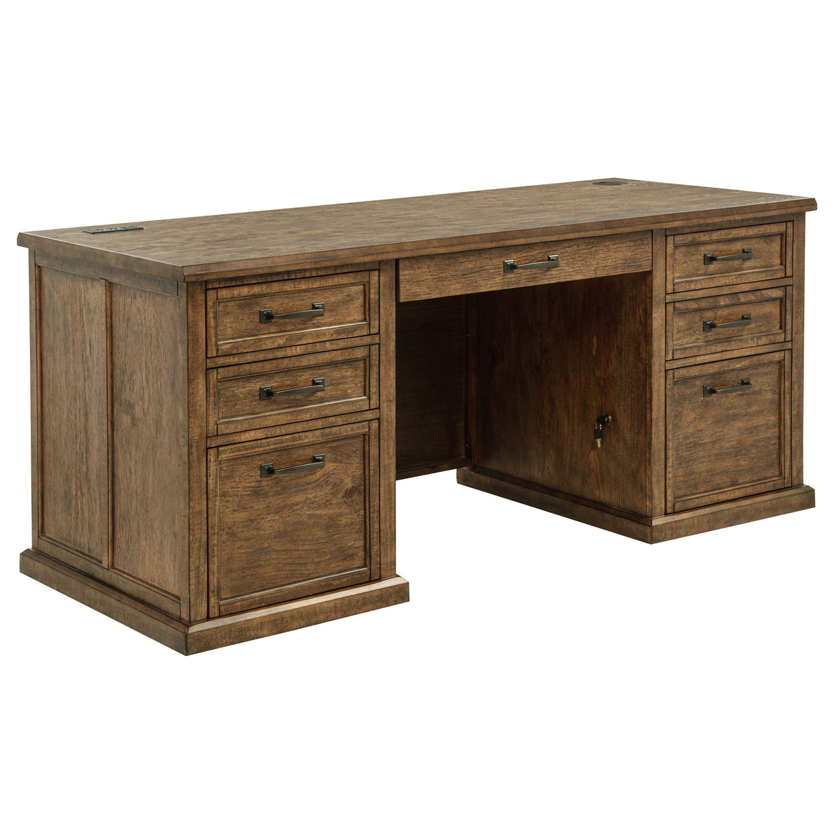 Altidore 68" Executive Desk - 7 Drawers with Built-In Power & Locking File Drawers in Distressed Brown or White – view 3