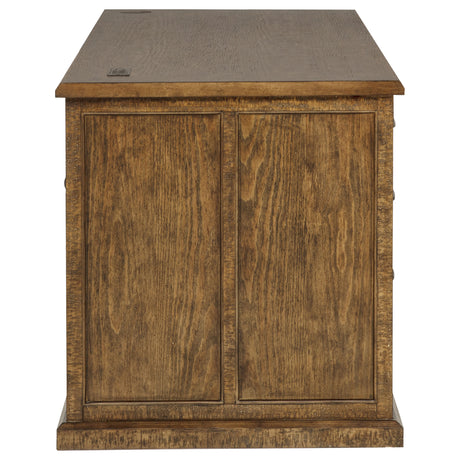 Altidore 68" Executive Desk - 7 Drawers with Built-In Power & Locking File Drawers in Distressed Brown or White – view 6