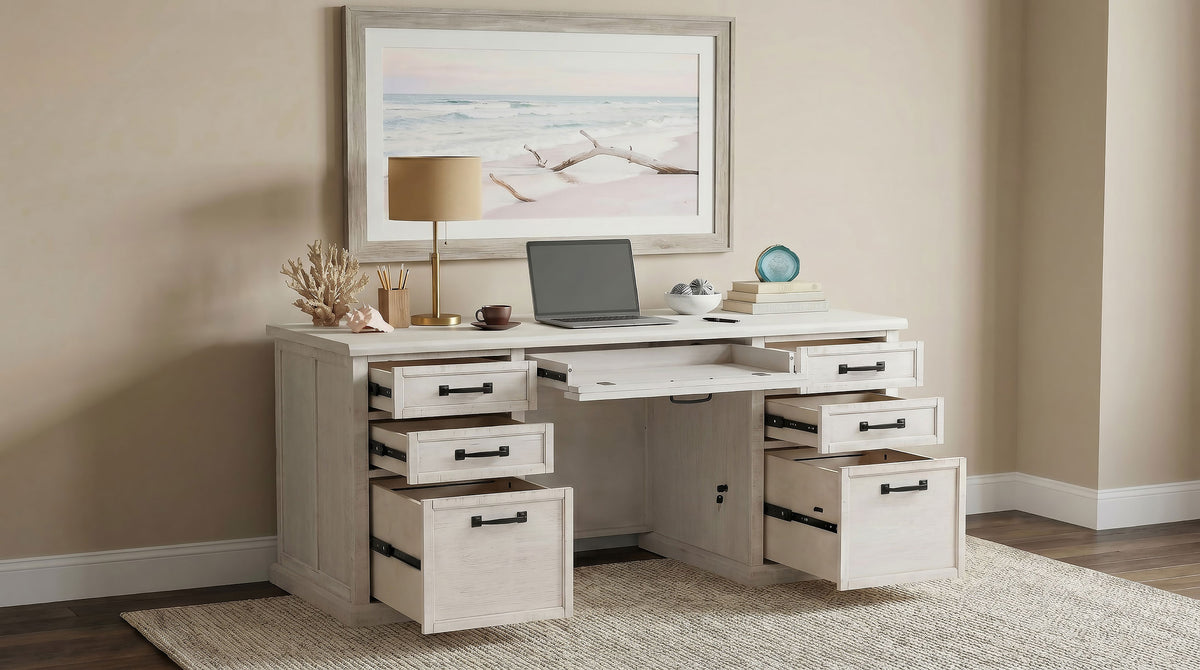 Altidore 68" Executive Desk - Distressed White