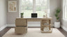 Harkes 75" 3-Drawer Computer Desk with Adjustable Shelves - Light Elm