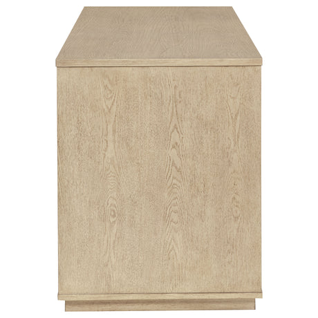 Harkes 75" 3-Drawer Computer Desk with Adjustable Shelves - Elm Veneer in Light Elm or Coffee Bean – view 4