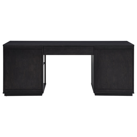 Harkes 75" 3-Drawer Computer Desk with Adjustable Shelves - Elm Veneer in Light Elm or Coffee Bean – view 5