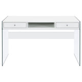 Dobrev 48" Writing Desk with Glass Legs - 2 Drawers & Cubby in White High Gloss – view 4