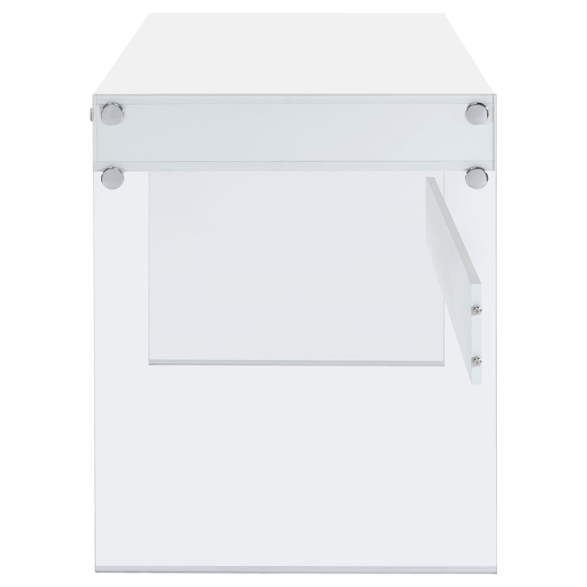 Dobrev 48" Writing Desk with Glass Legs - 2 Drawers & Cubby in White High Gloss – view 6