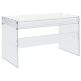 Dobrev 48" Writing Desk with Glass Legs - 2 Drawers & Cubby in White High Gloss – view 7