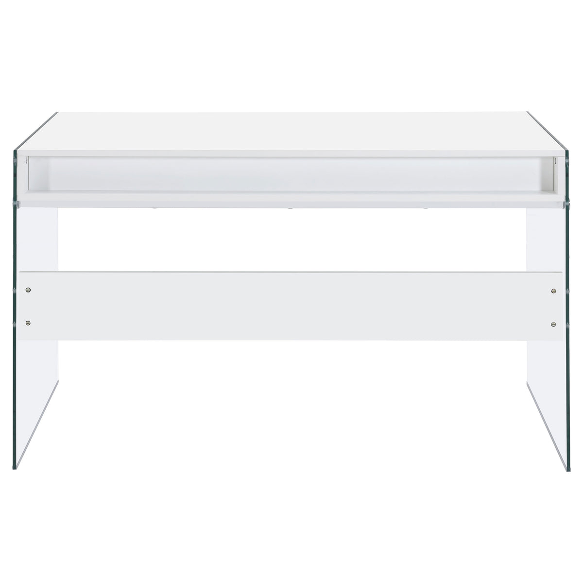 Dobrev 48" Writing Desk with Glass Legs - 2 Drawers & Cubby in White High Gloss – view 8