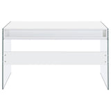 Dobrev 48" Writing Desk with Glass Legs - 2 Drawers & Cubby in White High Gloss – view 8