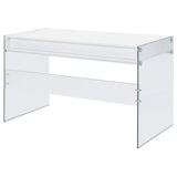 Dobrev 48" Writing Desk with Glass Legs - 2 Drawers & Cubby in White High Gloss – view 9