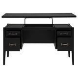 Graham 54" Lift-Top Computer Desk - Double Pedestal with 4 Drawers & Gunmetal Pulls in Black – view 3