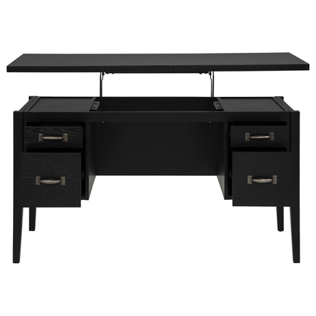Graham 54" Lift-Top Computer Desk - Double Pedestal with 4 Drawers & Gunmetal Pulls in Black – view 3
