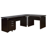 Skylar L-Shaped Desk, Computer Desk & Mobile File Cabinet - Cappuccino Home Office with Keyboard Tray – view 6
