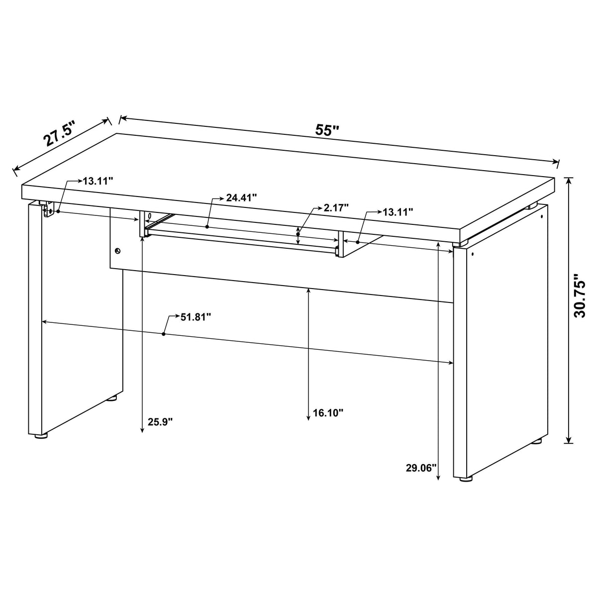 Skylar L-Shaped Desk, Computer Desk & Mobile File Cabinet - Cappuccino Home Office with Keyboard Tray – view 15