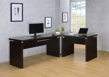 Skylar L-Shaped Desk, Computer Desk & Mobile File Cabinet - Cappuccino Home Office with Keyboard Tray – view 19
