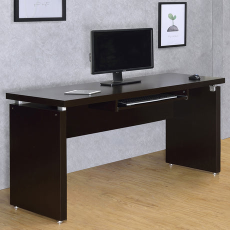 Skylar L-Shaped Desk, Computer Desk & Mobile File Cabinet - Cappuccino Home Office with Keyboard Tray - lifestyle