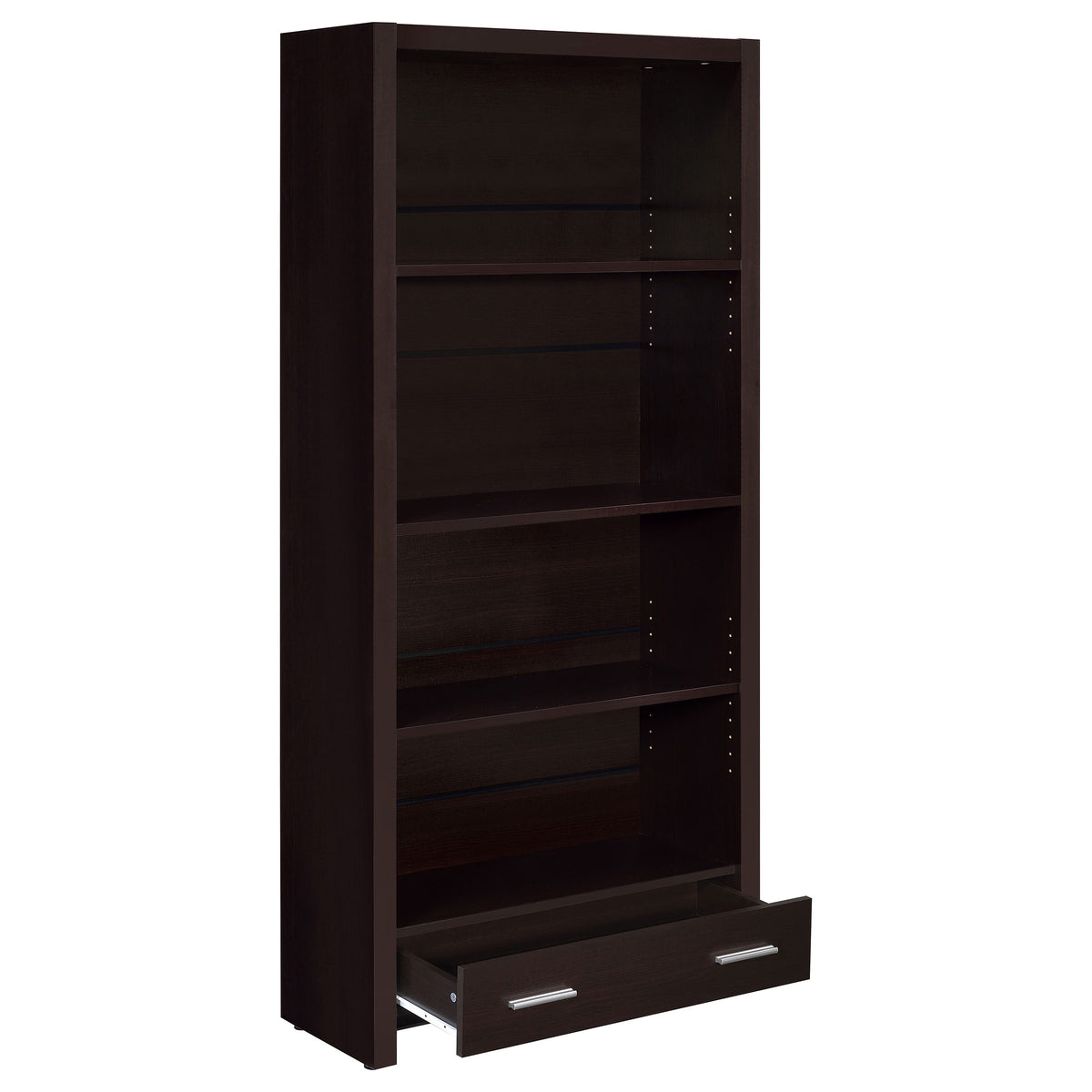 Skylar 71" Bookcase with Drawer - Cappuccino Finish with Adjustable Shelves – view 3