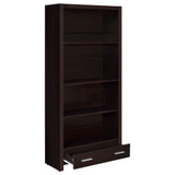 Skylar 71" Bookcase with Drawer - Cappuccino Finish with Adjustable Shelves – view 3