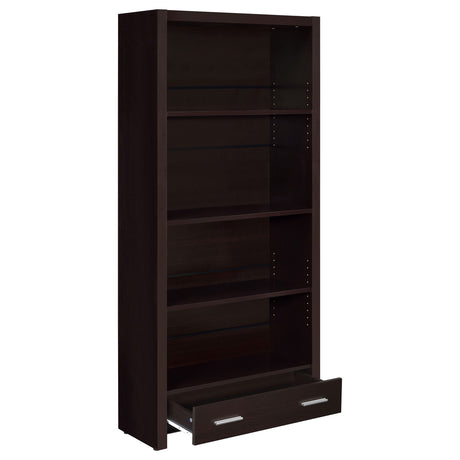 Skylar 71" Bookcase with Drawer - Cappuccino Finish with Adjustable Shelves – view 3