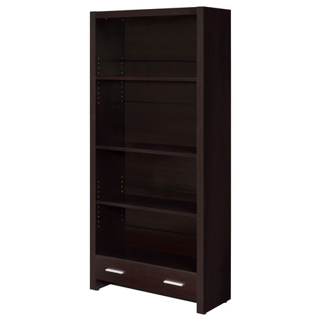 Skylar 71" Bookcase with Drawer - Cappuccino Finish with Adjustable Shelves – view 5